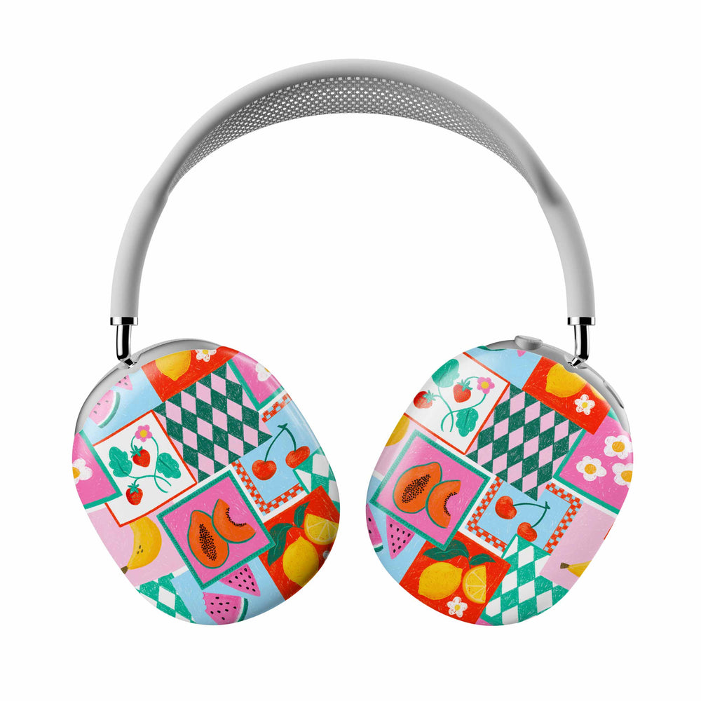 Casetify Colorful patterned headphones on a white background