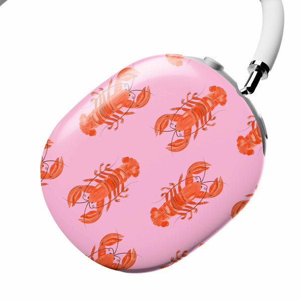 Pink case with orange lobster pattern on a white background