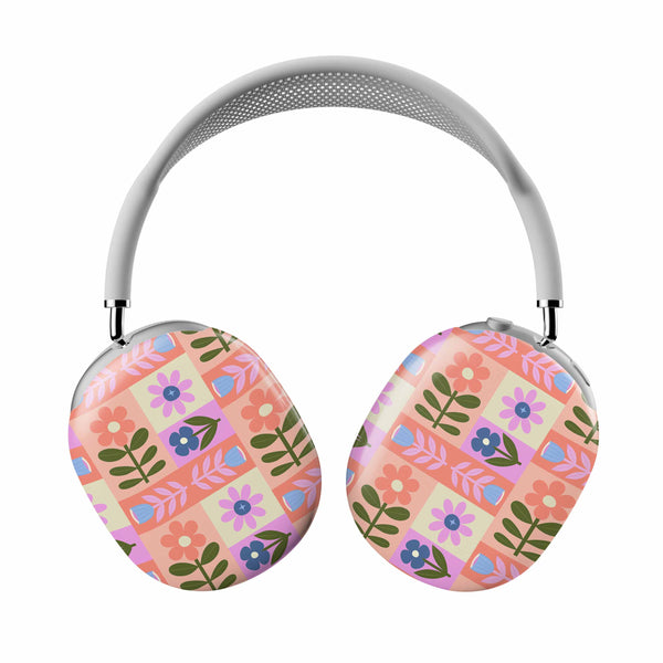 Casetify Headphones with floral patterned cases on a white background