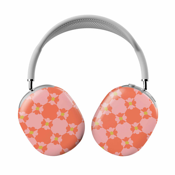 Floral patterned headphones on a white background