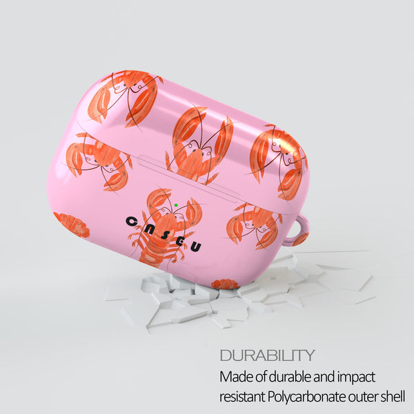 Pink case with orange lobster pattern on a white background with 'Casetify'