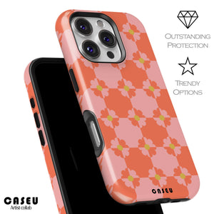 floral pattern Phone case with floral pattern and 'Casetify' on a white background