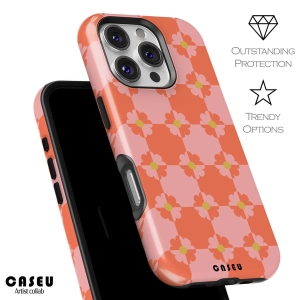 floral pattern Phone case with floral pattern and 'Casetify' on a white background