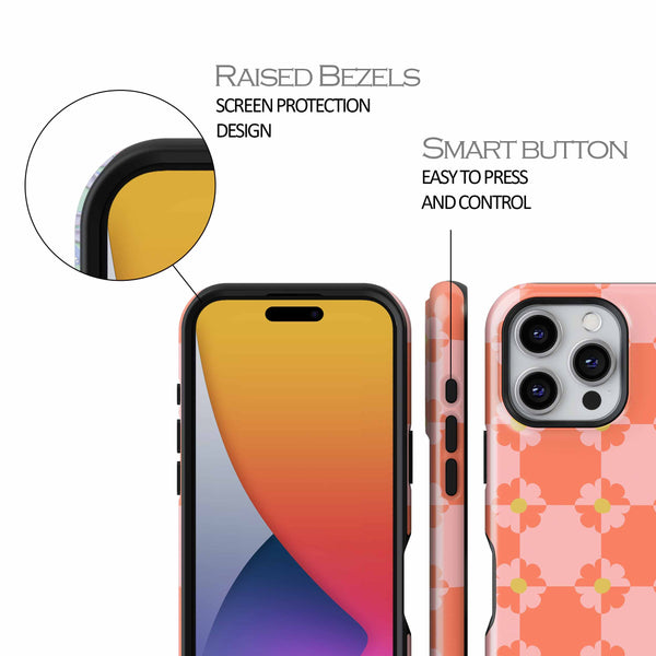 Casetify floral pattern Phone case with features highlighted on a white background
