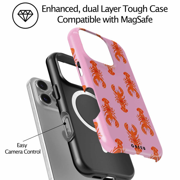 Casetify Phone case with lobster pattern and MagSafe compatibility on a white background