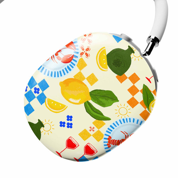 Casetify Circular pouch with colorful lemon and pattern design on a white background